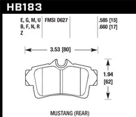 Hawk 01 Ford Mustang Bullit / 94-99 & 01 & 03-04 Mustang Cobra Blue 9012 Race Rear Brake Pads - HB183E.585