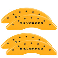 MGP 4 Caliper Covers Engraved Front & Rear Silverado Yellow finish black ch - 14173SSILYL
