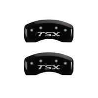 MGP 4 Caliper Covers Engraved Front Acura Engraved Rear TSX Black finish silver ch - 39004STSXBK