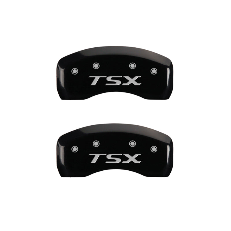 MGP 4 Caliper Covers Engraved Front Acura Engraved Rear TSX Black finish silver ch - 39016STSXBK