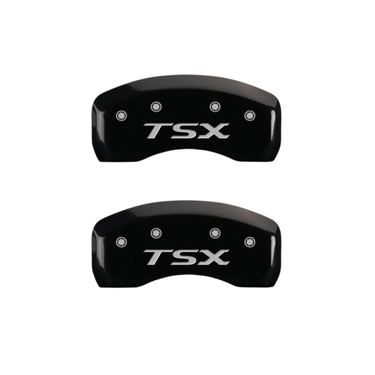 MGP 4 Caliper Covers Engraved Front Acura Engraved Rear TSX Black finish silver ch - 39016STSXBK