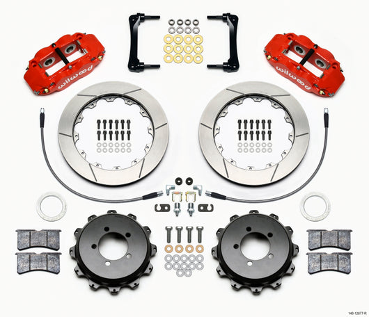 Wilwood Narrow Superlite 4R Rear Kit 12.88in Red 2008-2012 Subaru WRX w/Lines - 140-12877-R