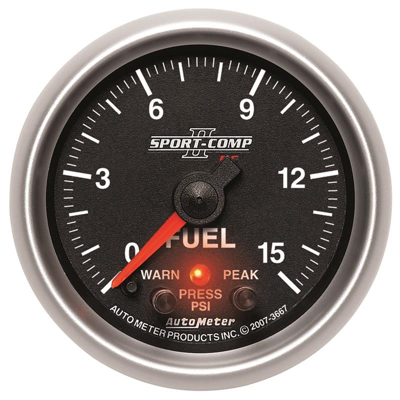 Autometer Sport-Comp II 2-1/16in 0-15 PSI Fuel Pressure Gauge - 3667