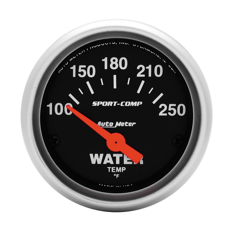 Autometer Sport-Comp 52mm 100-250 Deg F Electronic Water Temp Gauge - 3337