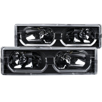 ANZO 1988-1998 Chevrolet C1500 Crystal Headlights Black w/ Low - Brow - 111299