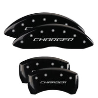 MGP 4 Caliper Covers Engraved Front & Rear Block/Charger Black finish silver ch - 12181SCHBBK