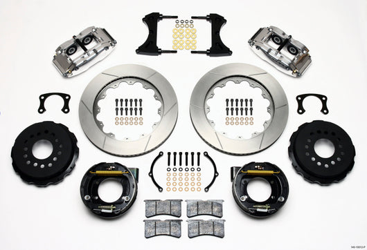 Wilwood Narrow Superlite 4R Rear P-Brk Kit 14.00in Polished New Big Ford 2.50in Offset - 140-10012-P