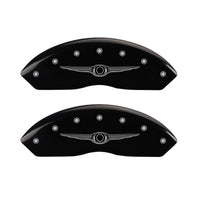 MGP 4 Caliper Covers Engraved Front & Rear Style 1/Chrysler Wing Black finish silver ch - 32021SCW1BK