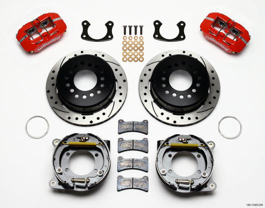Wilwood Dynapro Low-Profile 11.00in P-Brake Kit Drill-Red Small Ford 2.50in Offset - 140-11403-DR