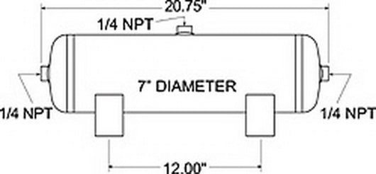 Firestone Air Tank 3 Gallon 7in. x 17.75in. (3) 1/4in. NPT Ports 150 PSI Max - Black (WR17609148) - 9148