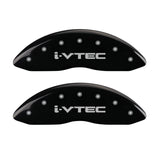 MGP 4 Caliper Covers Engraved Front & Rear I-Vtec Black Finish Silver Char 2016 Acura ILX - 39020SIVTBK
