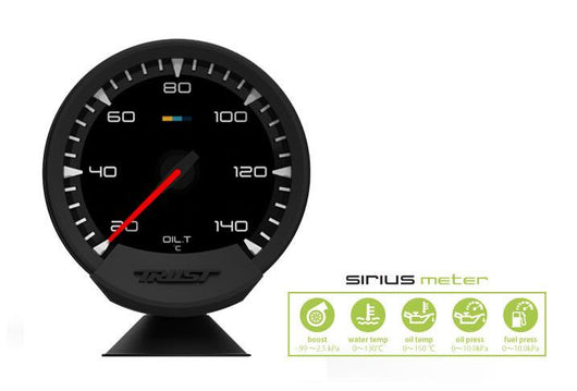 GReddy Sirius Meter - Oil Temp 20/140 (Deg.C) 74mm Analog Gauge (w/Oil Temp Sensor & Harness Set) - 16001732