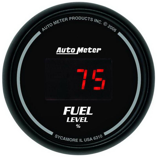 Autometer 52mm Black Digital Programmable Empty-Full Fuel Level Gauge - 6310