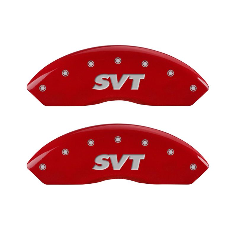 MGP 4 Caliper Covers Engraved Front & Rear SVT Red finish silver ch - 10017SSVTRD