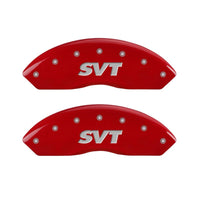 MGP 4 Caliper Covers Engraved Front & Rear SVT Red finish silver ch - 10017SSVTRD