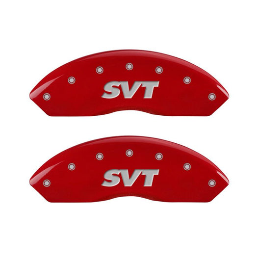 MGP 4 Caliper Covers Engraved Front & Rear SVT Red finish silver ch - 10017SSVTRD