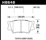 Hawk 2013-2014 Lexus ES300h HPS 5.0 Rear Brake Pads - HB648B.607