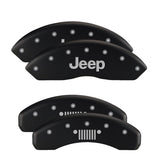 MGP 4 Caliper Covers Engraved Front Jeep Rear Grill Logo Black Finish Silver Char 2018 Jeep Wrangler - 42018SJPLMB