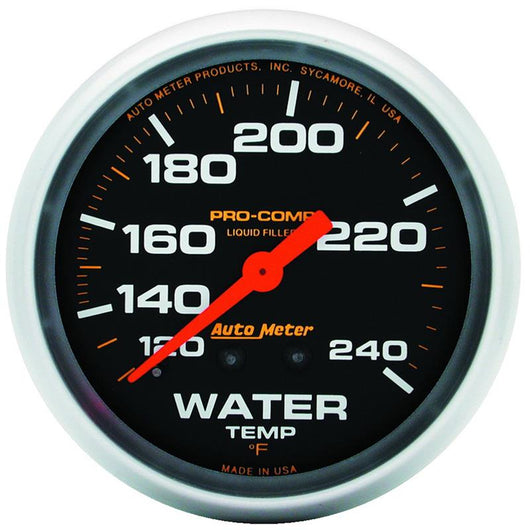 Autometer Liquid Filled Mechanical 66.7mm 120-240 deg F Water Termperature Gauge Includes 6' Tubing - 5432