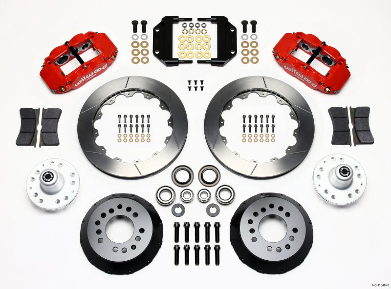 Wilwood Narrow Superlite 6R Front Hub Kit 12.88in Red Magnum Force Drop Spndle - 140-11548-R