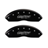 MGP 4 Caliper Covers Engraved Front & Rear Lightning Black finish silver ch - 10021SLTGBK