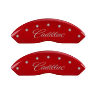 MGP 4 Caliper Covers Engraved Front Cursive/Cadillac Engraved Rear XLR Red finish silver ch - 35010SXLRRD