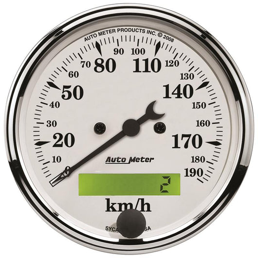 Autometer 3 1/8in 0-190km/h Old Tyme Elec. Programmable Speedometer - 1688-M
