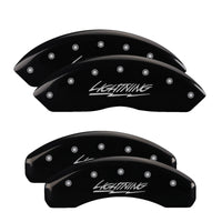MGP 4 Caliper Covers Engraved Front & Rear Lightning Black finish silver ch - 10021SLTGBK