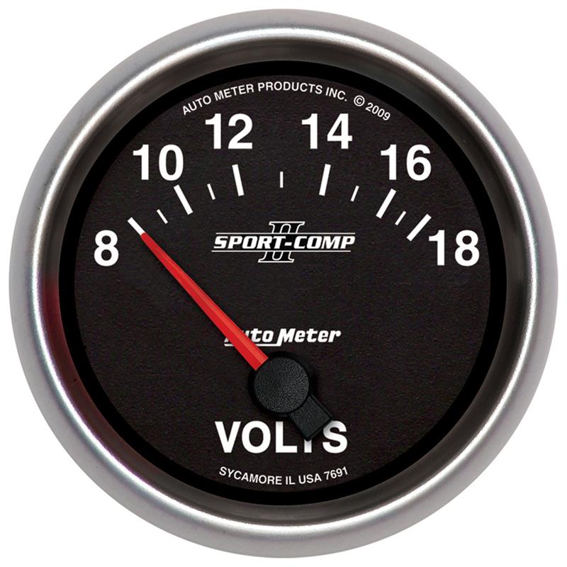 Autometer Sport-Comp II 2-5/8in 18V Electrical Voltmeter Gauge - 7691