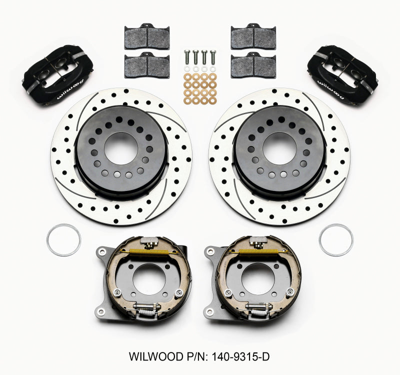 Wilwood Forged Dynalite P/S Park Brake Kit Drilled 12 Bolt 2.75in offset Staggered Shock - 140-9315-D