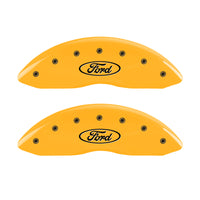 MGP Front set 2 Caliper Covers Engraved Front Oval logo/Ford Yellow finish black ch - 10232FFRDYL