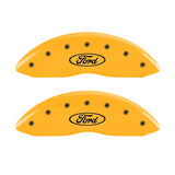 MGP 4 Caliper Covers Engraved Front & Rear Oval logo/Ford Yellow finish black ch - 10242SFRDYL