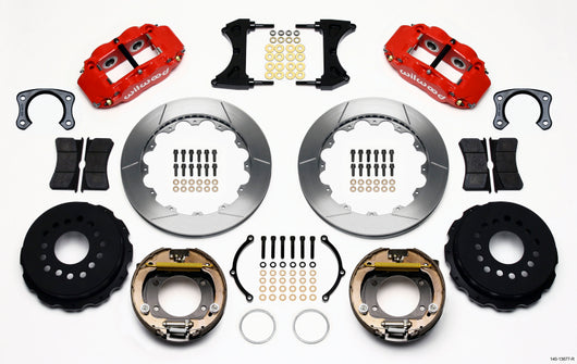Wilwood Narrow Superlite 4R Rear P-Brk Kit 12.88in Red Big Ford New Style 2.50in Off Stag Mount - 140-13677-R
