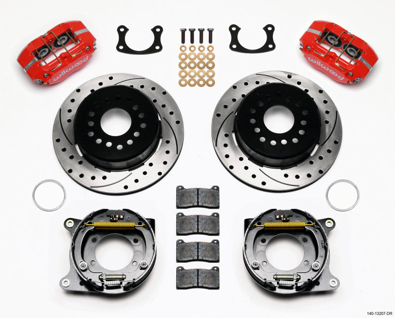 Wilwood Dynapro Dust-Boot P/S Park Brake Kit Drilled Red New Big Ford 2.50in Offset - 140-13207-DR
