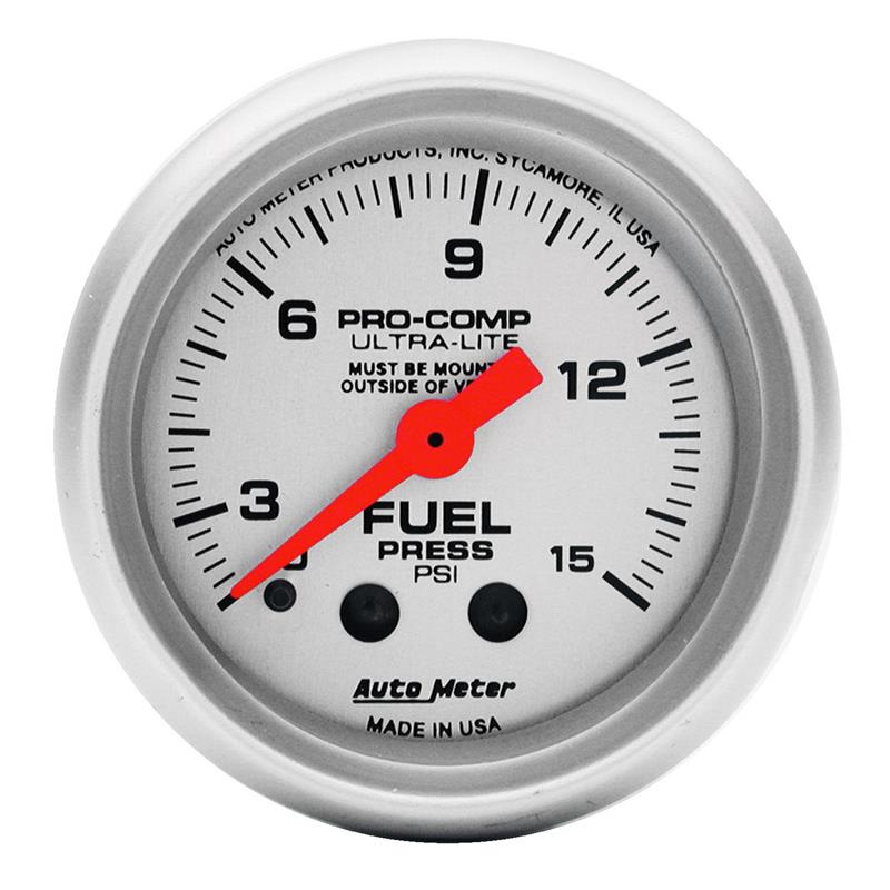 Autometer Ultra-Lite 2-1/16in 0-15 PSI Mechanical Fuel-Pressure Gauge w/ Isolator - 4313