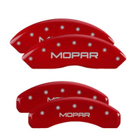 MGP 4 Caliper Covers Engraved Front & Rear Mopar Red Finish Silver Char 2019 Jeep Wrangler - 42019SMOPRD