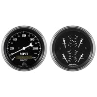 Auto Meter Gauge Kit 2 pc. Quad & Speedometer 3 3/8in Old Tyme Black - 1700