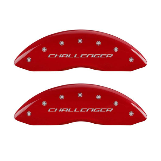 MGP 4 Caliper Covers Engraved Front Block/Challenger Engraved Rear Vintage Style/RT Red fnsh slvr ch - 12001SCBRRD