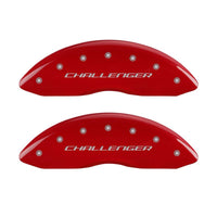 MGP 4 Caliper Covers Engraved Front & Rear Block/Challenger Red finish silver ch - 12088SCLBRD