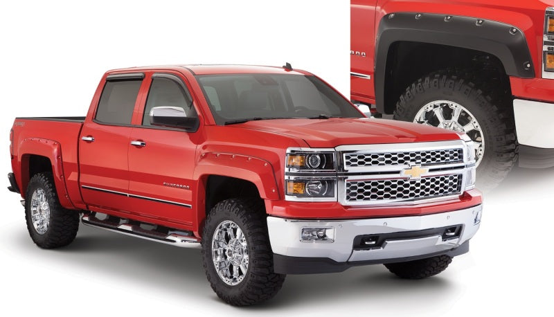 Bushwacker 14-18 Chevy Silverado 1500 Fleetside Pocket Style Flares 4pc - Black - 40959-02