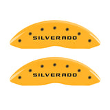 MGP 4 Caliper Covers Engraved Front & Rear Silverado Yellow Finish Blk Char 02 Chevy Avalanche 2500 - 14048SSILYL