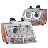 ANZO 2007-2013 Chevrolet Avalanche Projector Headlights w/ U-Bar Chrome - 111274