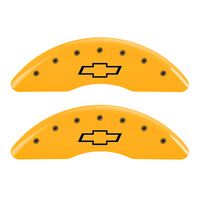 MGP 4 Caliper Covers Engraved Front & Rear Bowtie Yellow finish black ch - 14008SBOWYL