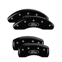 MGP 4 Caliper Covers Engraved Front & Rear Oval logo/Ford Black finish silver ch - 10238SFRDBK