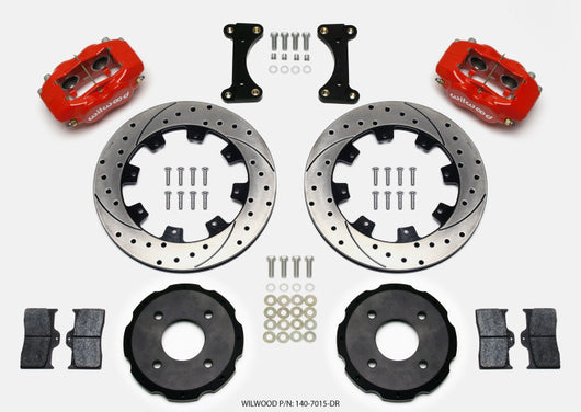Wilwood Forged Dynalite Front Hat Kit 12.19in Drilled Red 2002 Mitsubishi Lancer - 140-7015-DR