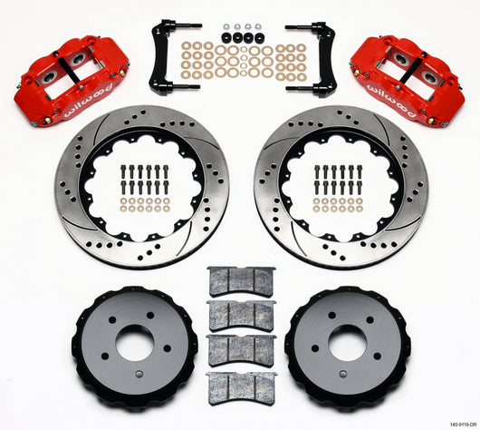 Wilwood Narrow Superlite 4R Rear Kit 14.00in Drill Red 97-04 Corvette C5/Z06 05-13 C6 - 140-9119-DR