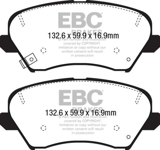 EBC 2017 Hyundai Elantra GT 2.0L Yellowstuff Front Brake Pads - DP42232R