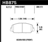 Hawk 14-17 Acura RDX/RLX Performance Ceramic Street Front Brake Pads - HB875Z.666