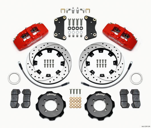 Wilwood Dynapro 6 Front Hat Kit 12.19in Drilled Red 2012 Fiat 500 w/ Lines - 140-12767-DR
