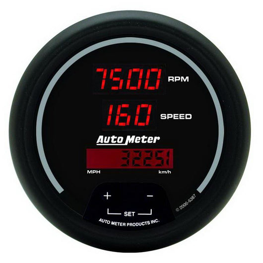 Autometer Black 85.7mm 8000 RPM/160 MPH or 260 km/h Digital Tach/Speedo Combo Gauge - 6387